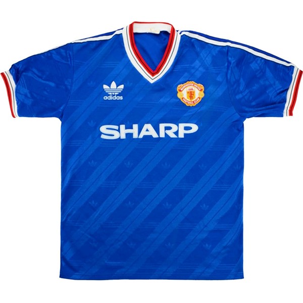 Thailande Maillot Football Manchester United Third Retro 1986 1988 Bleu